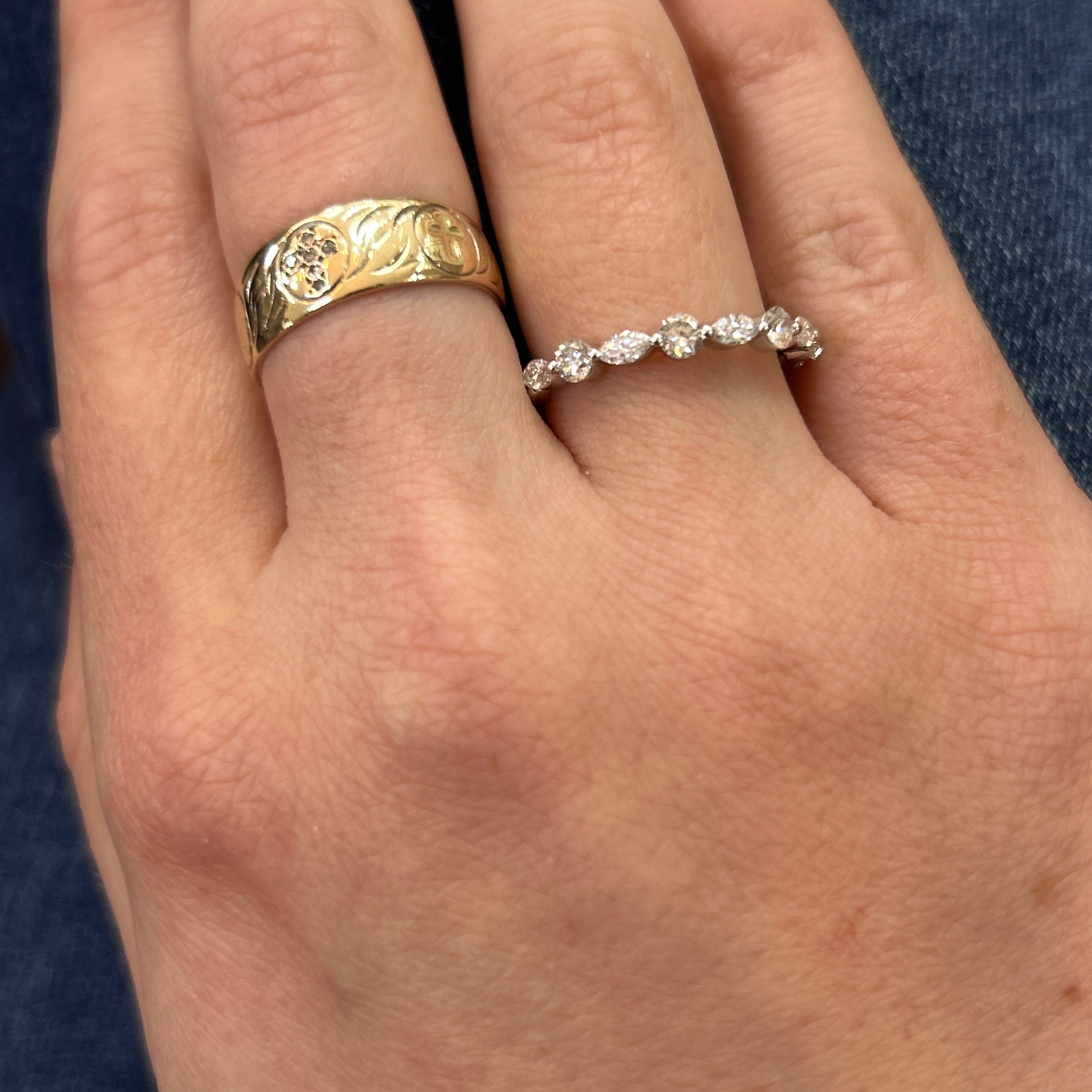 14K White Gold 0.84 Carat Total Weight Lab Grown Diamond Wedding/Anniversary/Stackable Band Ring