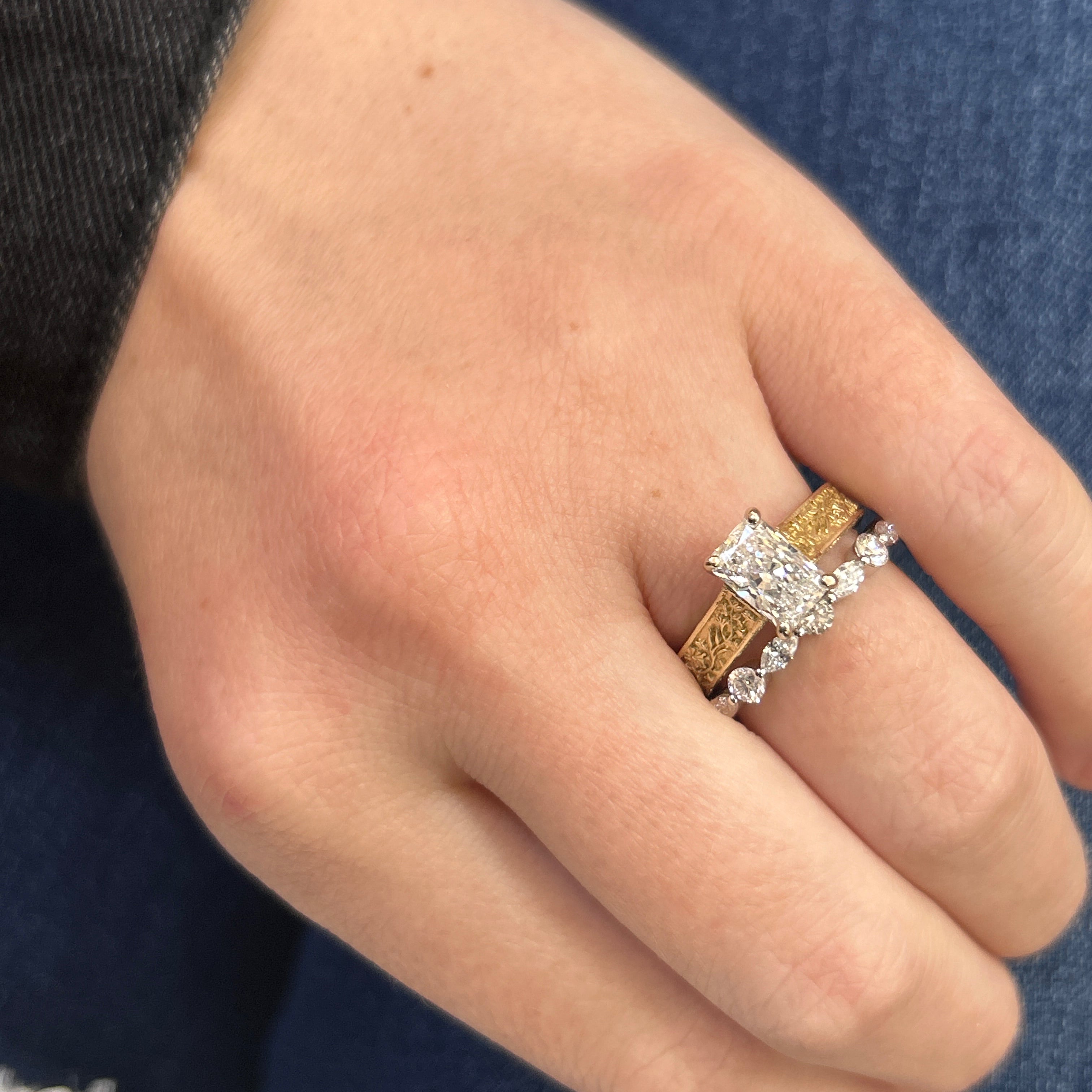 14K White Gold 0.84 Carat Total Weight Lab Grown Diamond Wedding/Anniversary/Stackable Band Ring