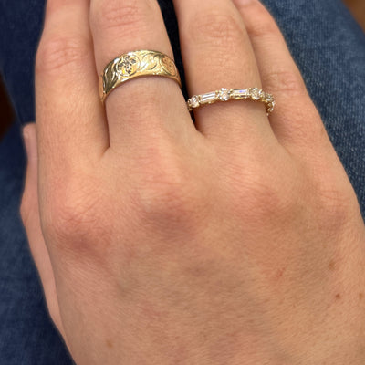 14K Yellow Gold 1.14 Carat Total Weight Lab Grown Diamond Wedding/Anniversary/Stackable Band Ring
