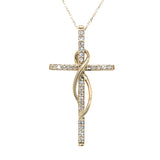 10K Yellow Gold 0.15 Carat Total Weight Diamond Twisted Cross Necklace