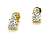 Sterling Silver Yellow Gold Plated ~4x4mm 1.10 Carat Total Weight Moissanite Earrings.