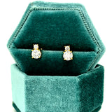 Sterling Silver Yellow Gold Plated ~4x4mm 1.10 Carat Total Weight Moissanite Earrings.
