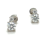 Sterling Silver ~4x4mm 1.10 Carat Total Weight Moissanite Earrings