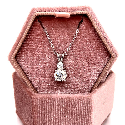 Sterling Silver ~6x6mm 1 Carat Total Weight Moissanite Necklace
