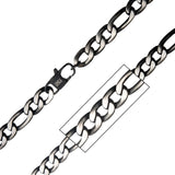 Men's Stainless Steel Black Plated Figaro Chain Necklace