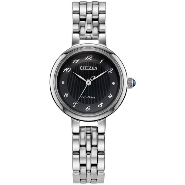 Ladies Eco-Drive Silver-Tone Stainless Steel Black Dial Citizen L Classic Watch
