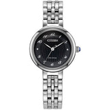 Ladies Eco-Drive Silver-Tone Stainless Steel Black Dial Citizen L Classic Watch
