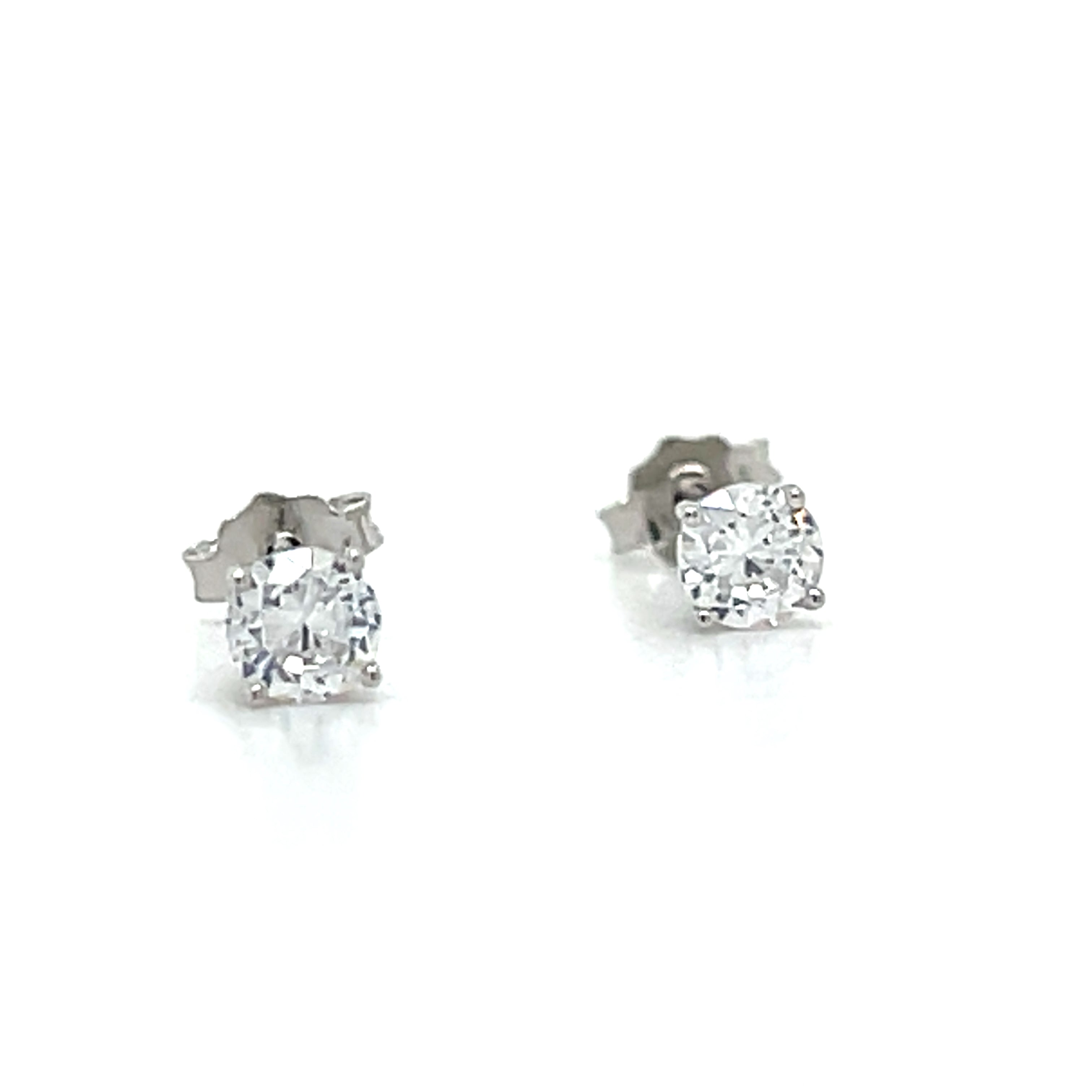 Sterling Silver 4mm Clear Cubic Zirconia Stud Earrings
