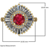 "Ethelee" 14K Yellow Gold (1) 1.66CT Magenta Sapphire with 1.48CTW Baguette Diamonds and Round .17CTW Diamond Ballerina Inspired Custom Wright's Jewelry Signature Design by Jennifer Beatty
