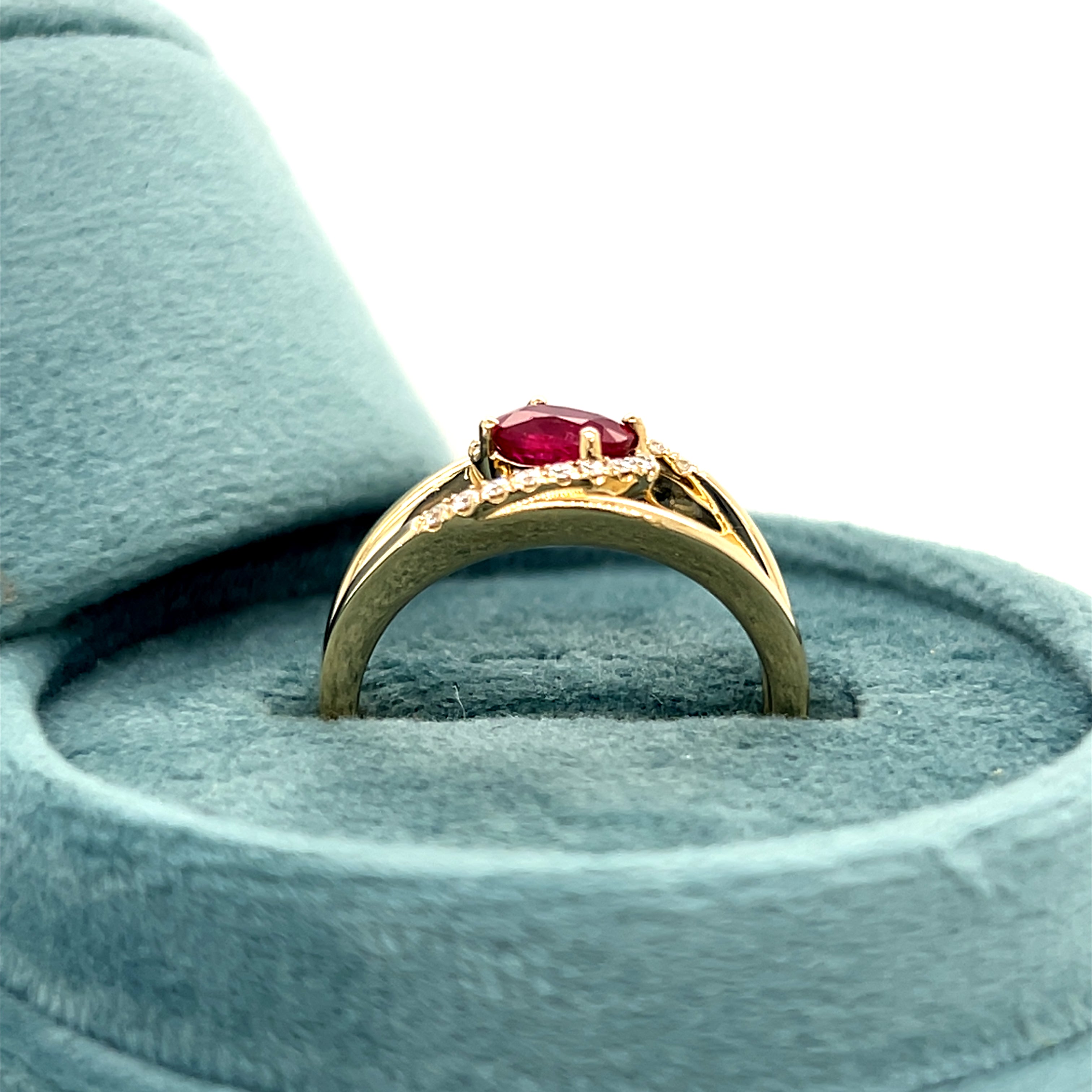 "Sienna" WJS Custom Set Oval Ruby and Natural Diamond Bypass Ring