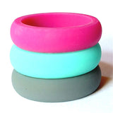Ladies Silicone 5mm Band Pink Combo 3 Pack Size 5