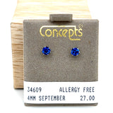 4mm September Allergy Free Earrings
