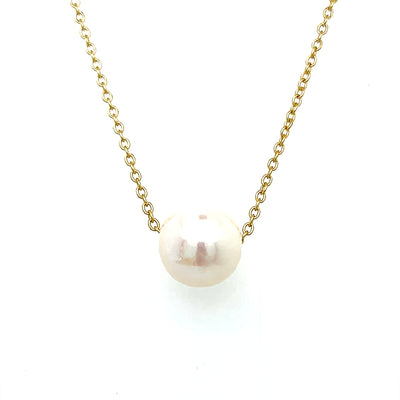 Sterling Silver Gold Plated Single Threaded Freshwater Pearl Necklace 16+2"