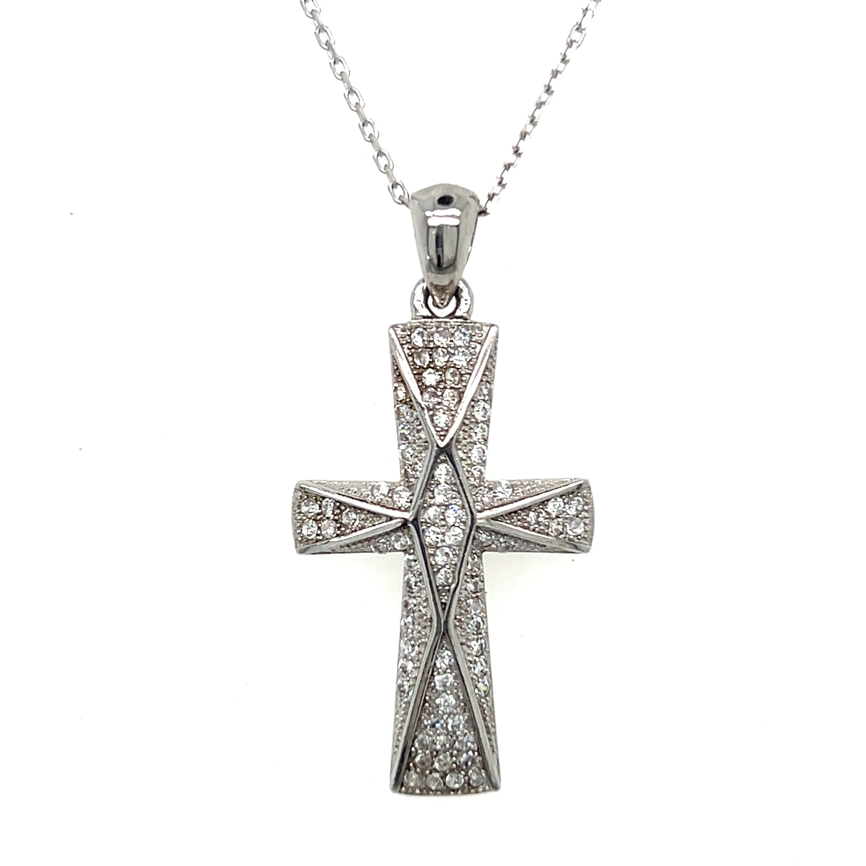 Silver CZ Cross Pendant