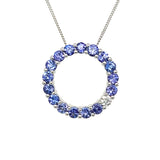 14K White Gold 0.87 Total Gem Weight Tanzanite and 0.05  Carat Total Weight Diamond Circle Pendant
