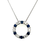 White Gold Sapphire and Diamond Circle Pendant