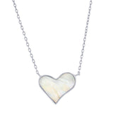 Sterling Silver MOP Heart Necklace 16+2"