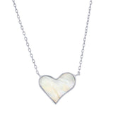 Sterling MOP Heart Necklace 16+2"