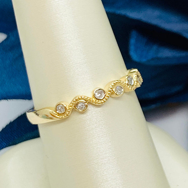 10K Yellow Gold .07 Carat Total Weight Diamond Wedding/Anniversary/Stackable Band