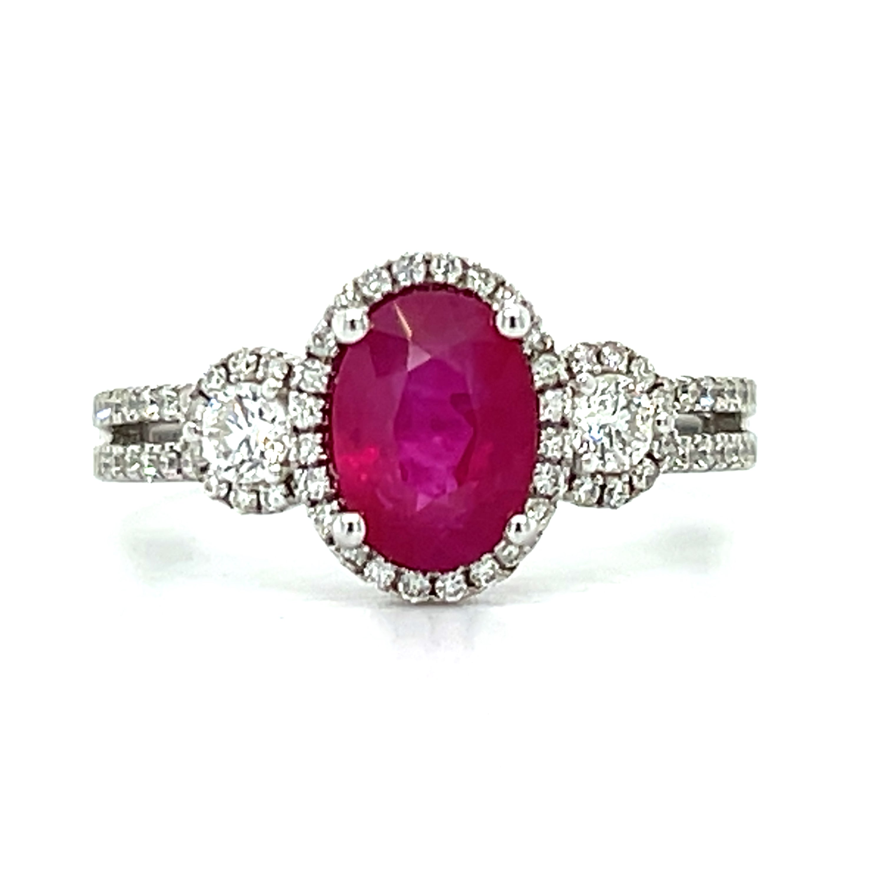 White Gold Diamond and Ruby Ring