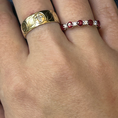 White Gold Ruby and Diamond Band Ring