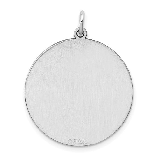 Sterling Silver Rhodium Plated Engravable Round Polish Front/Satin Back Disc Charm