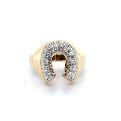 "Gunter" Men's 10K Yellow Gold 1/4CT Diamond Horseshoe Ring Estate 415-00005