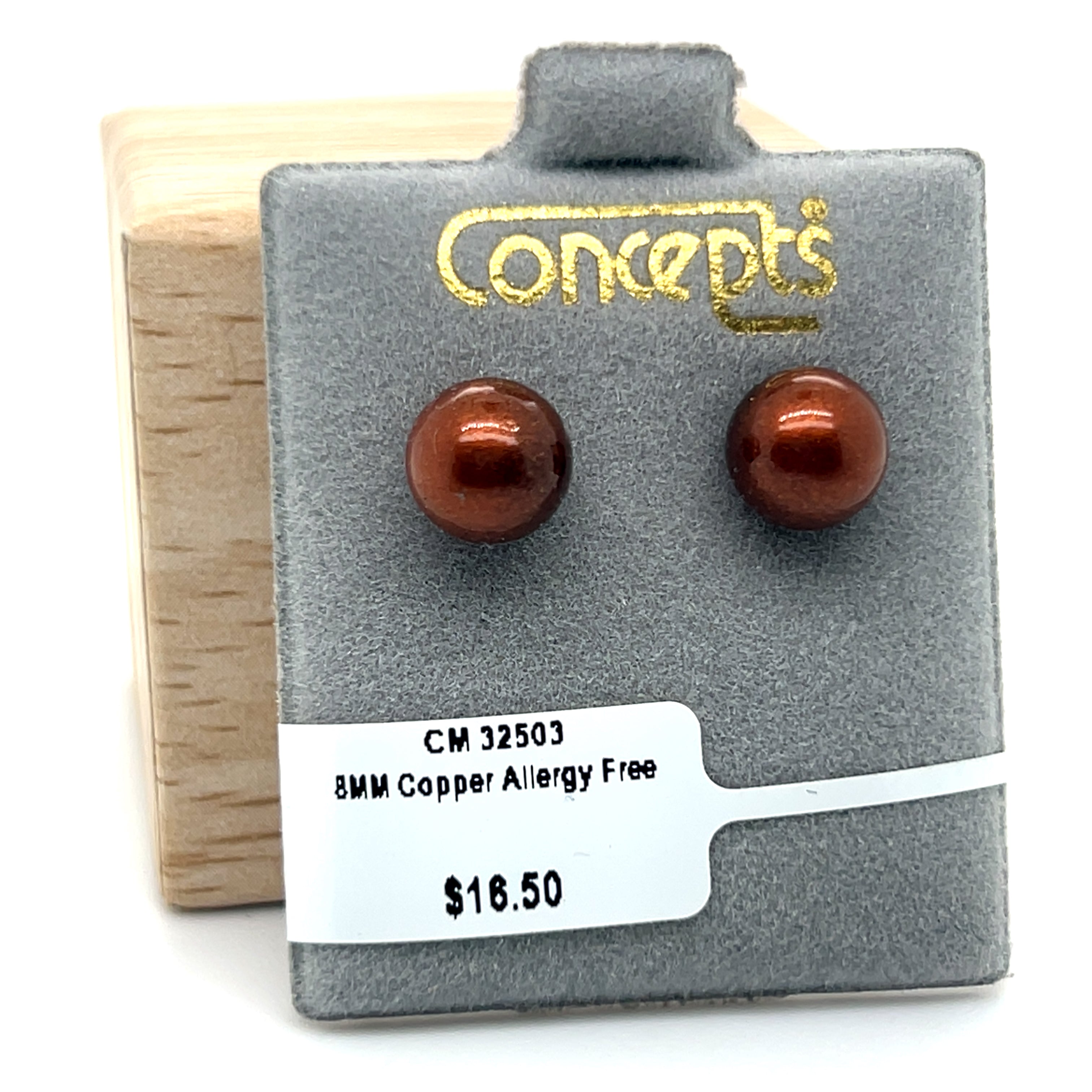 8mm Copper Color Allergy Free Earrings