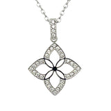 Stainless Steel Cubic Zirconia Lucky Flower Necklace