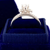 14K White Gold .58 Carat Total Weight Diamond Bridal Engagement Ring Set