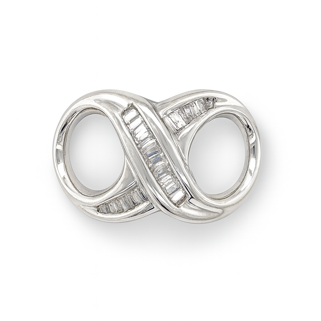 "Halle" 14K White Gold 1/4CT Diamond Omega Slide Estate 423PPHI