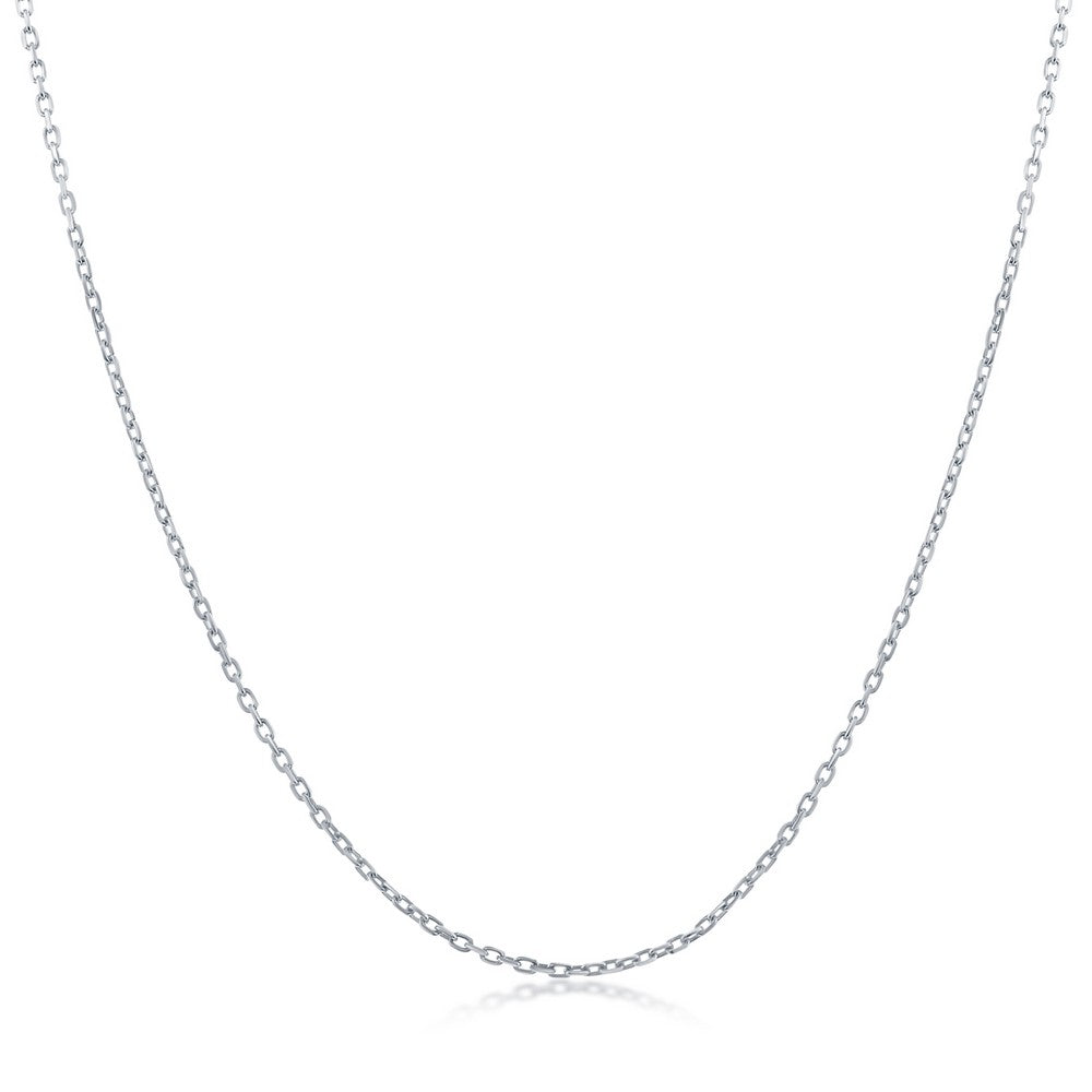 Silver Rhodium Plated 1.4mm Diamond-Cut Chain 14+