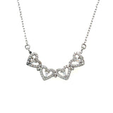Silver Heart-Shaped Cubic Zirconia Flower Necklace
