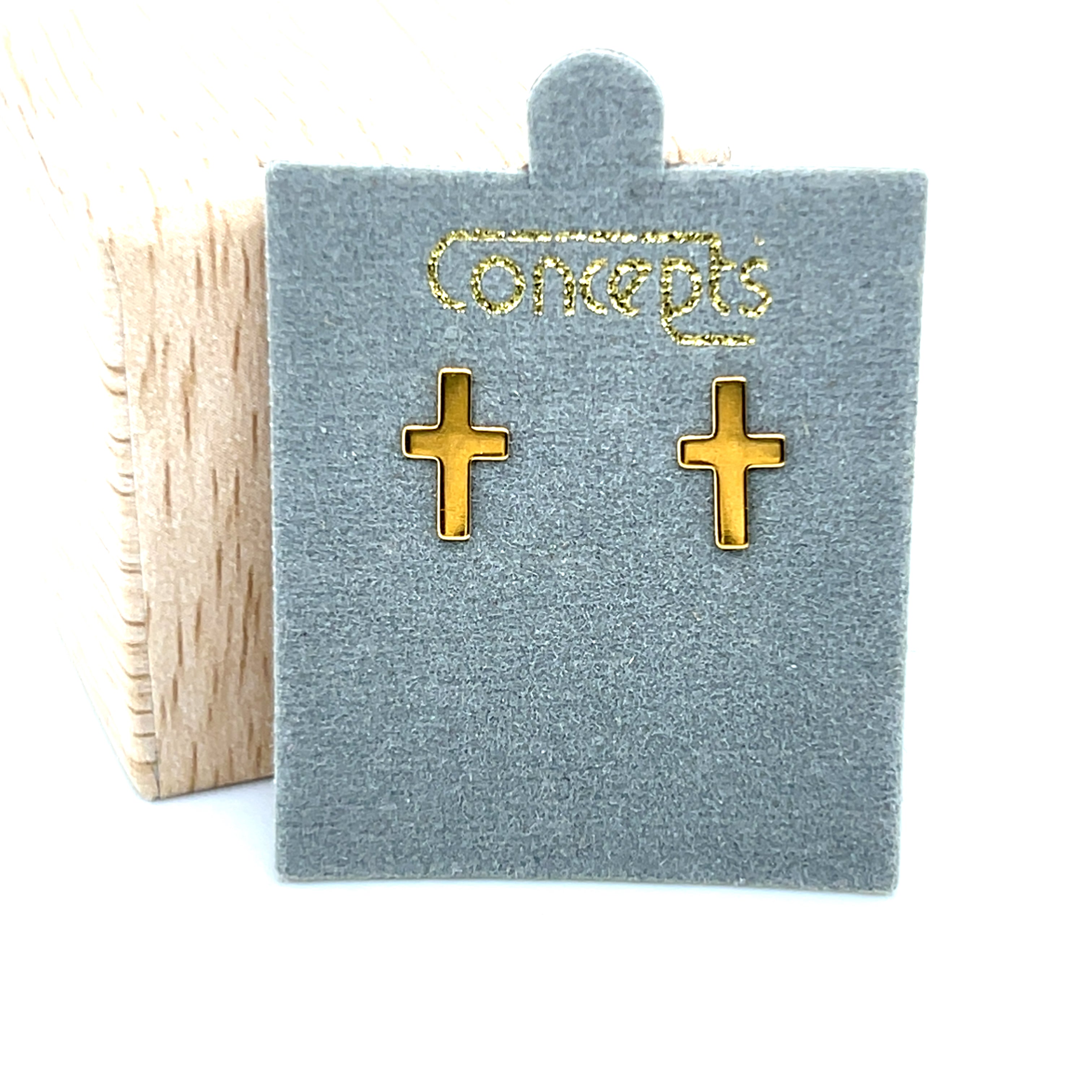 Concepts Gold-Tone Cross Allergy Free Earrings, Available online or in store at Wright’s Jewelry, Fallston, NC