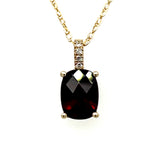 Yellow Gold Checkerboard Oval Garnet and Diamond Bail Pendant