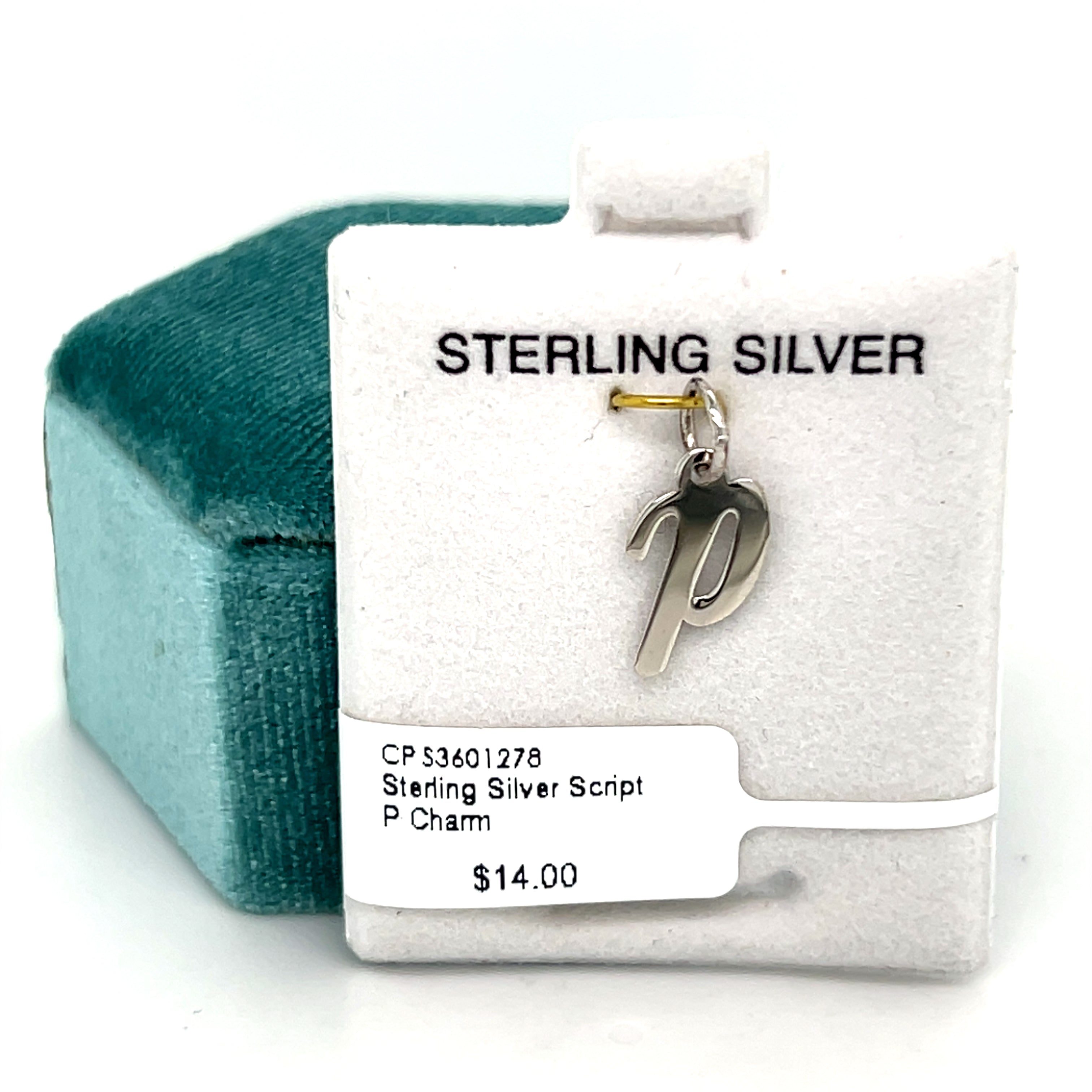 Silver Script "P" Charm