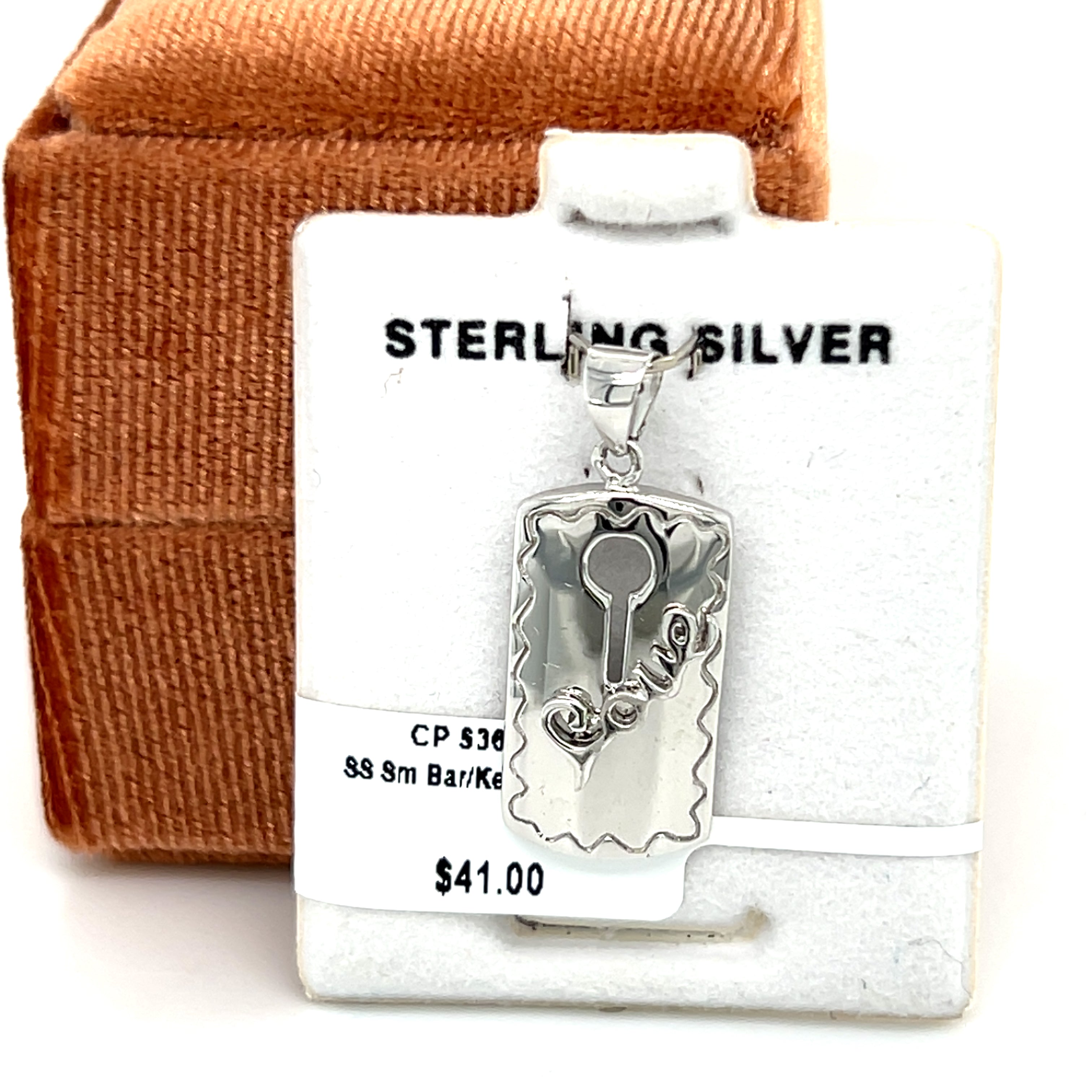 Silver Small Bar/Key "Love" Charm