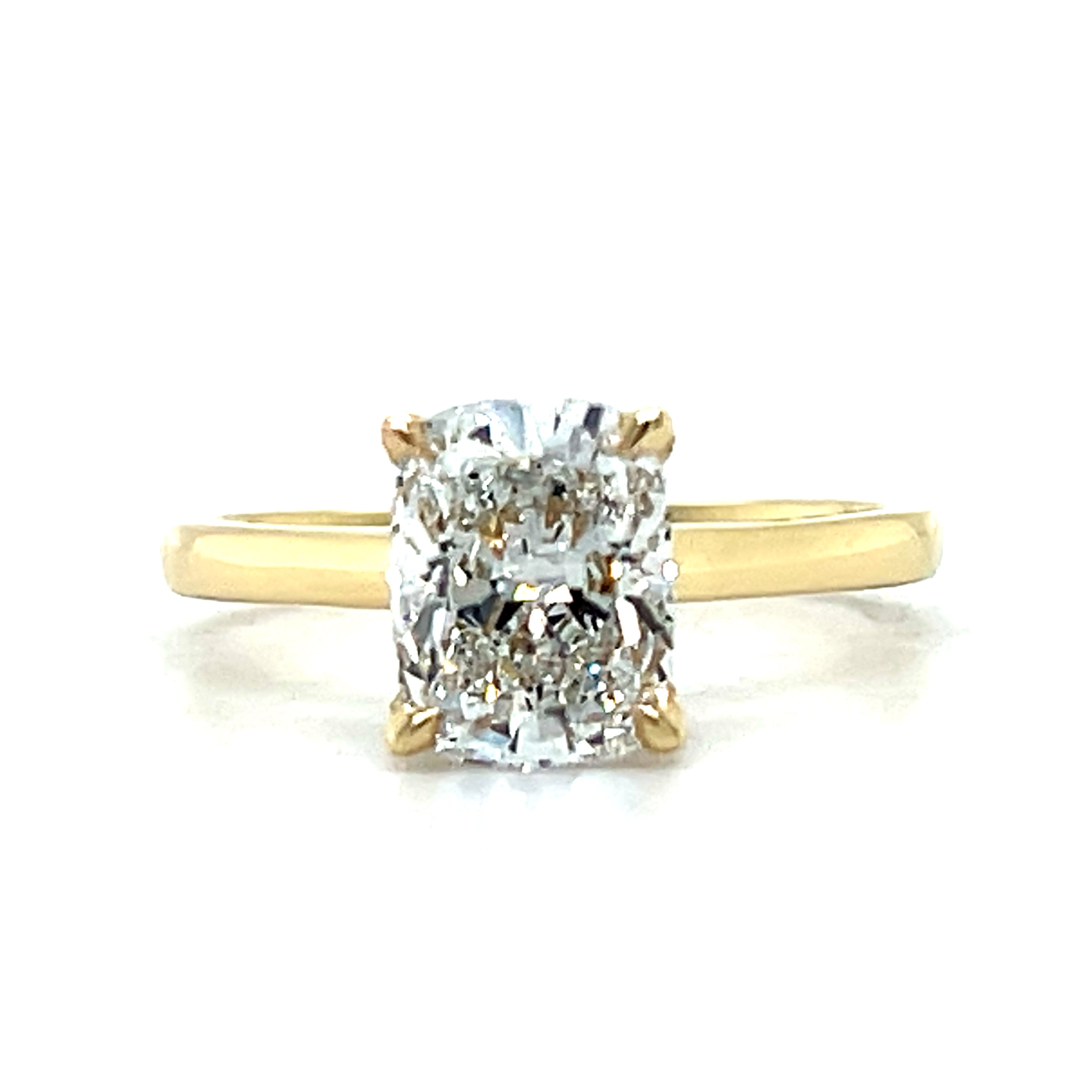 14K Yellow Gold 2.20 Carat Total Weight Lab Grown Diamond Hidden Halo Engagement Ring