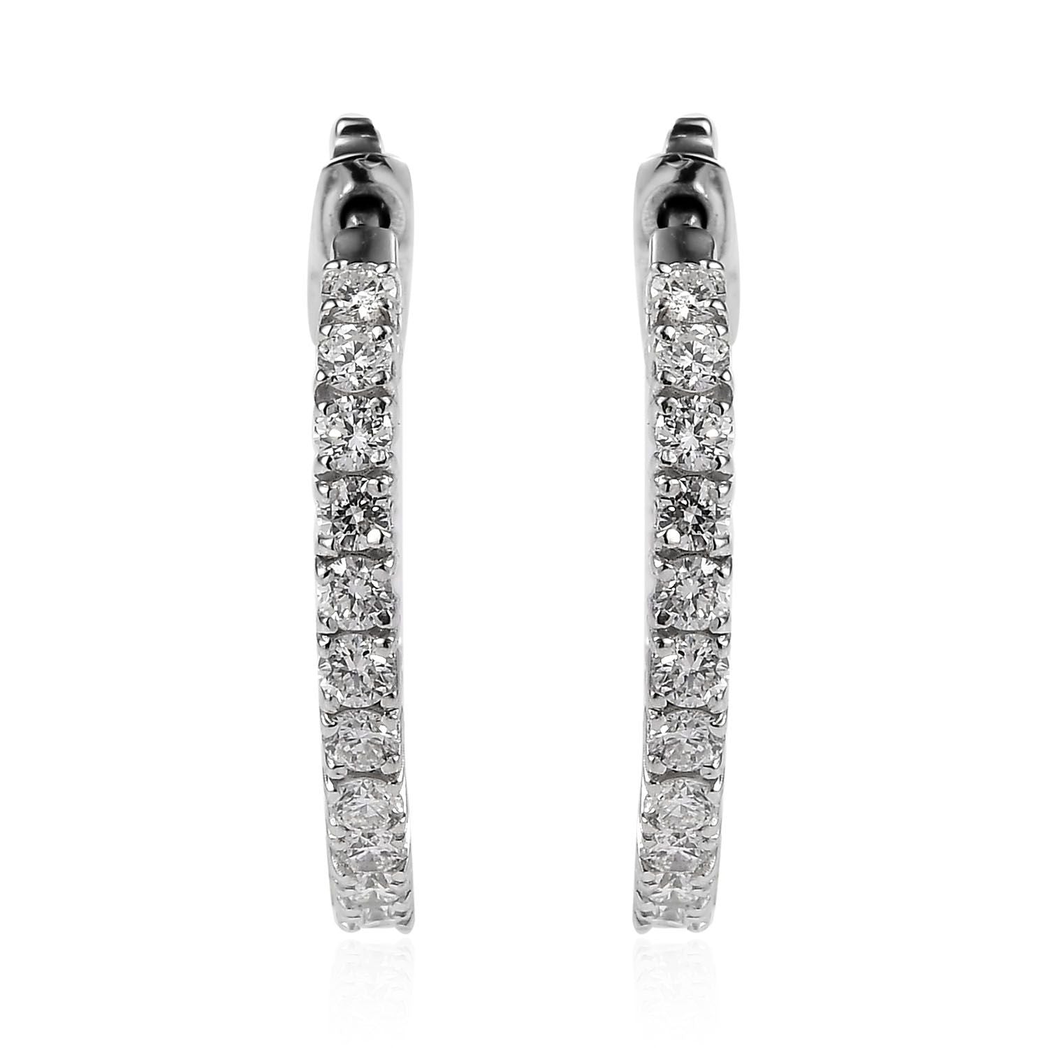 Silver Lab Grown Diamond Hoop Earrings