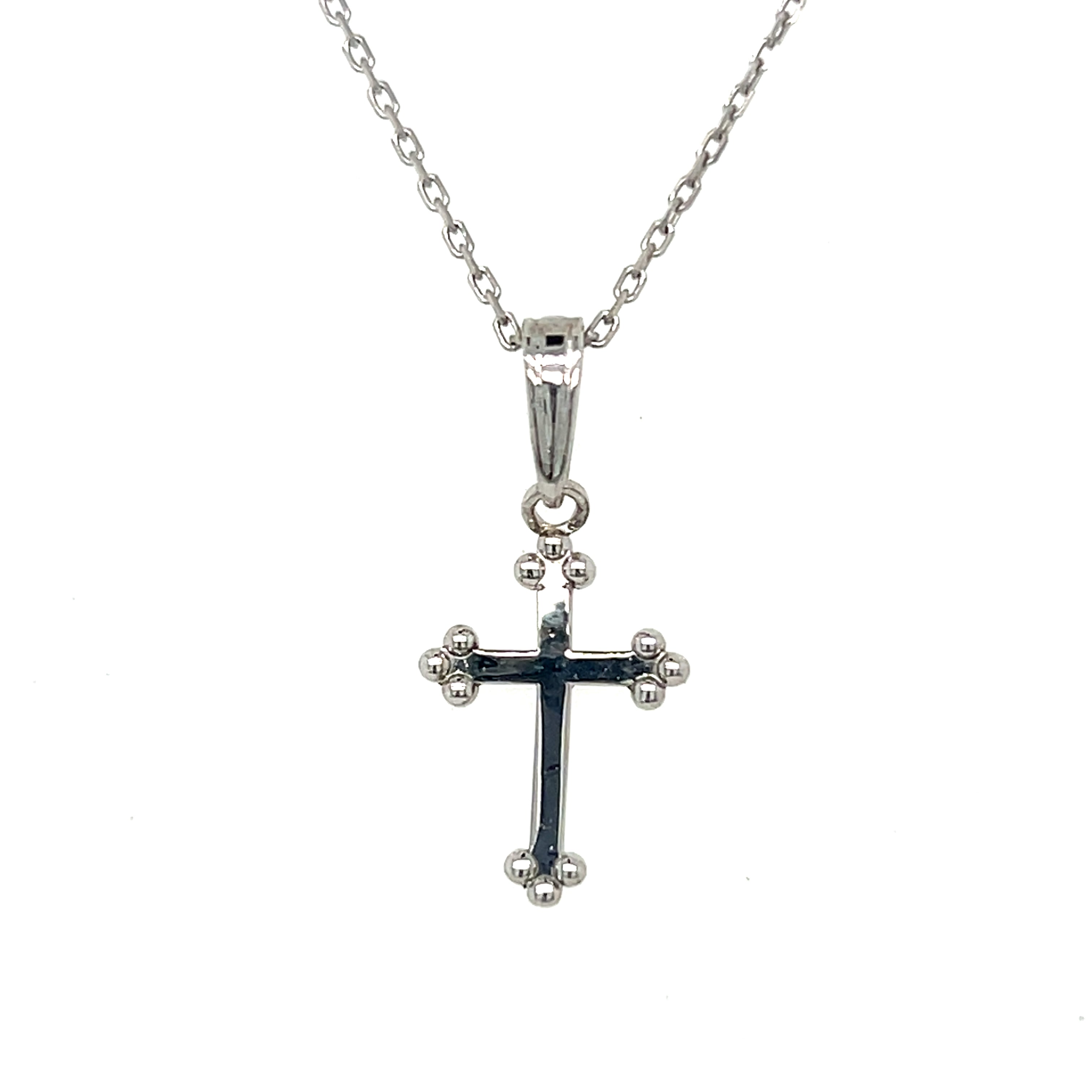 Silver 3-Ball Tips Cross Pendant