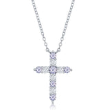 Silver Lavender CZ  "June Birthstone" Cross Pendant