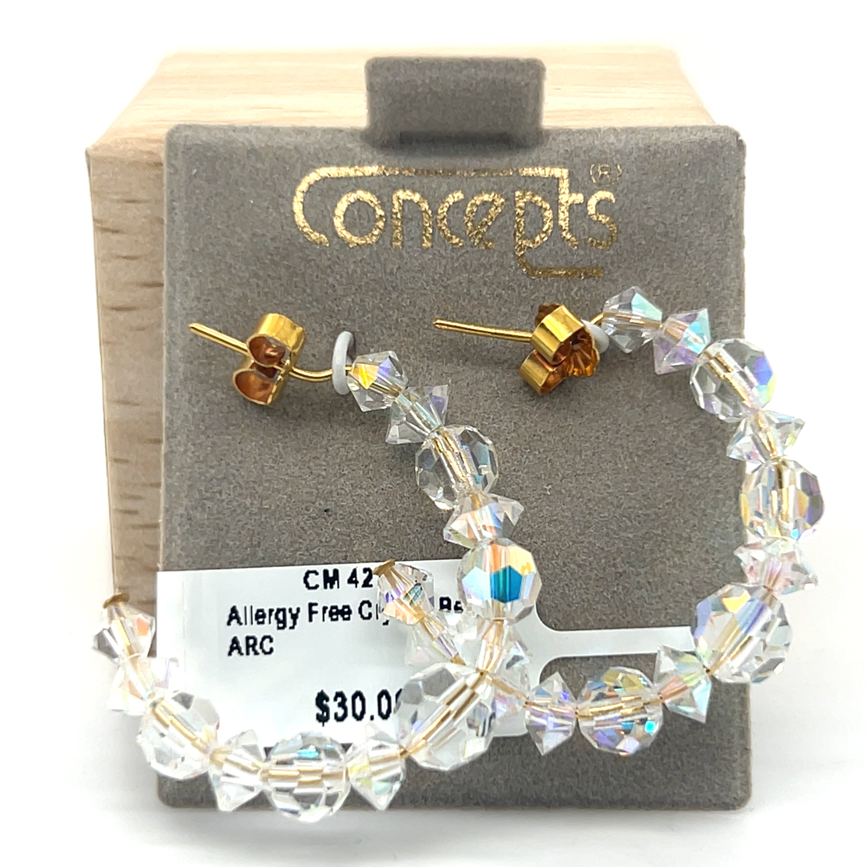 Crystal Bead Arc Allergy Free Earrings