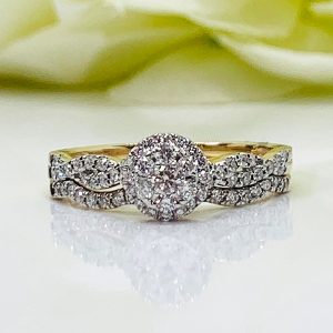 "Flora"10K Yellow Gold 1/2 CT Diamond Bridal Set