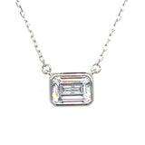 Black Friday Silver Rectangle Bezel-Set Cubic Zirconia Necklace