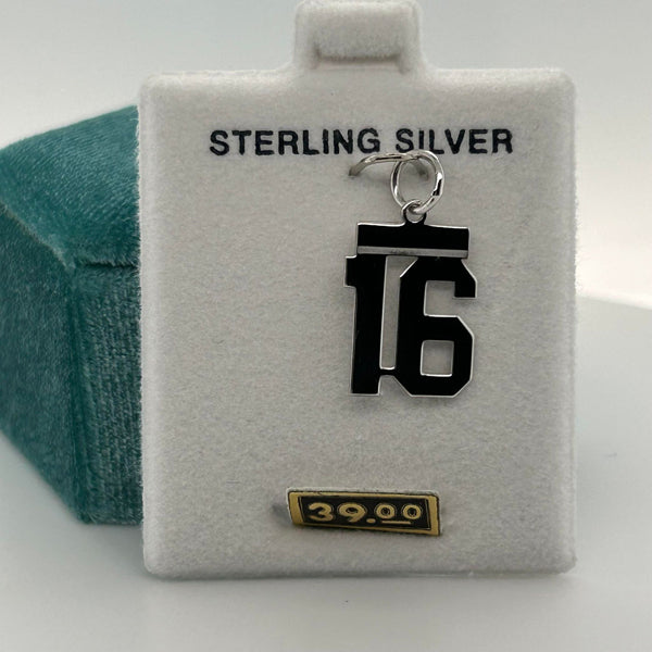Sterling Silver Number 16 Charm