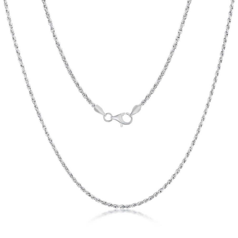 Sterling Silver 1.9mm Rope Chain Necklace 16"