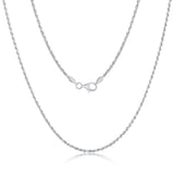 Sterling Silver 1.9mm Rope Chain Necklace 16"
