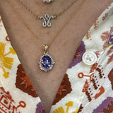 Yellow Gold Tanzanite and White Diamond Pendant