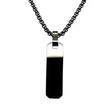 Stainless Steel Gunmetal-IP Brushed and Polished Small Rectangle Dog Tag Necklace 22"