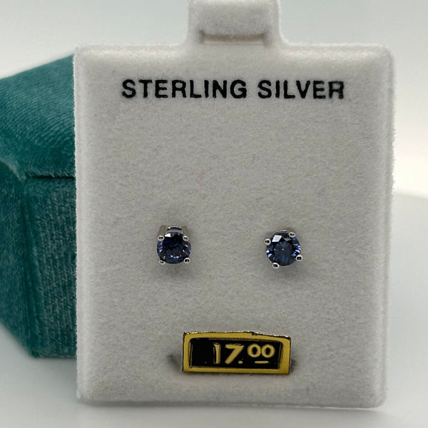 Silver 4mm Round September Birthstone Earrings